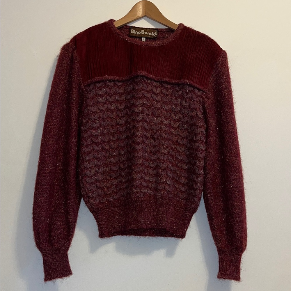 Women's Maroon Crew Neck Sweater made in Italy